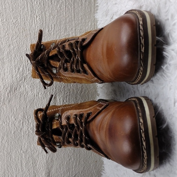 CREVO Drayton Chestnut Suede Leather Round Toe Hook Eyelet Lace Up Ankle Boot - Picture 3 of 16